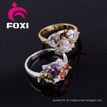 Wuzhou Foxi überzogen 18k Gold und Weißgold CZ Verlobungsringe für Frauen